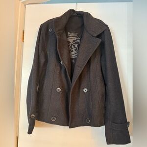 NEXT Men’s Charcoal Peacoat 🧥🖤 Wool-Blend • Size S